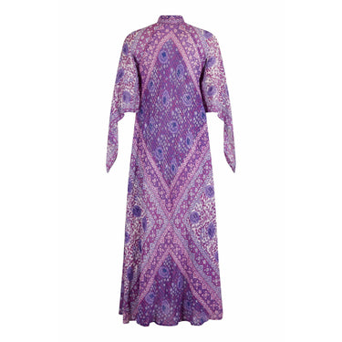 ARCHIVE - 1978 Rare Purple Adini Sultana Dress With Angel Sleeves and Metallic Thread