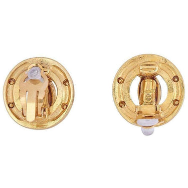 ARCHIVE - 1980s Chanel Gold Tone Double CC Motif Earrings