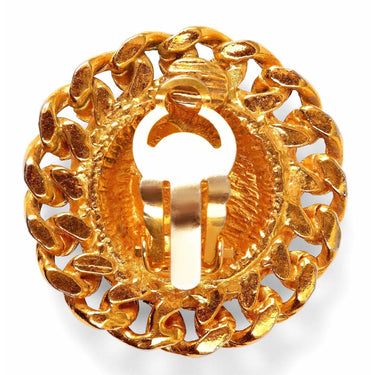ARCHIVE - 1980s Chanel Quilted Gold Tone Earrings With CC Signature