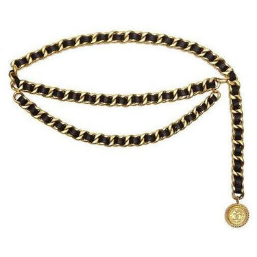 ARCHIVE - 1980s/1990s Chanel Black Leather and Chain Belt