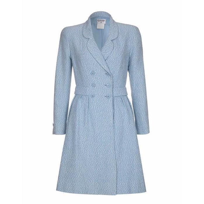 ARCHIVE - 1990s Chanel Blue Tweed Dress Coat CIRCA VINTAGE ARCHIVE - 1990s Chanel Blue Tweed Dress Coat CIRCA VINTAGE