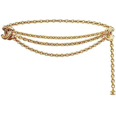 ARCHIVE - 1990s Chanel Gold Chain Double CC Logo Belt