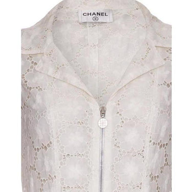 ARCHIVE - 1990s Chanel White Lace Dress With Zip Fastening