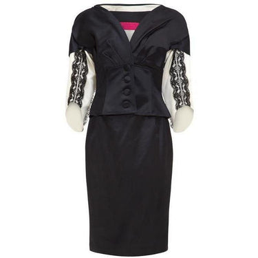 ARCHIVE - 1990s Christian Lacroix Black Satin Skirt Suit