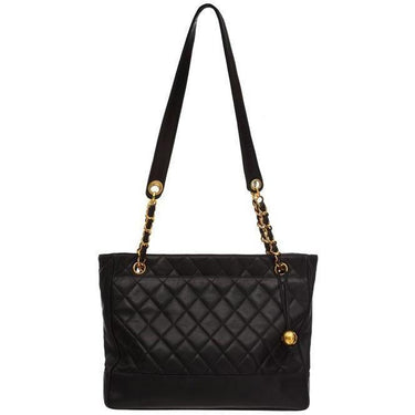 ARCHIVE - 1990s Large Chanel Black Quilted Leather Handbag