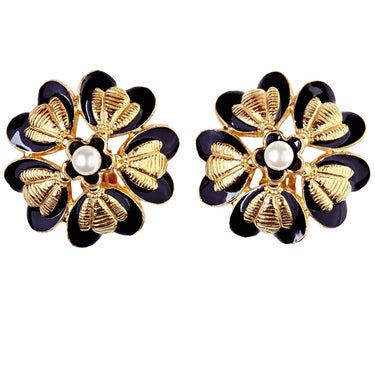 ARCHIVE - Chanel 1980s Flower Design Earrings with Pearl Detail