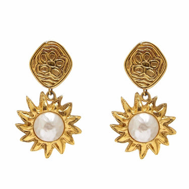 ARCHIVE - Chanel 1990s Gold Tone Sun Drop Earrings