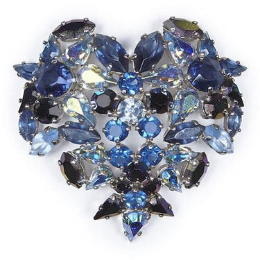 ARCHIVE - Christian Dior 1950s Swarovski Crystal Blue Heart Brooch by Henkel & Grosse