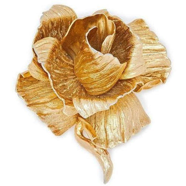 ARCHIVE - Christian Dior 1960s Gold Sculpted Rose Brooch - Henkel & Grosse Original Design