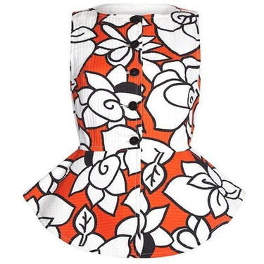 ARCHIVE - 1980s Courreges Peplum Top with Graphic Floral Print