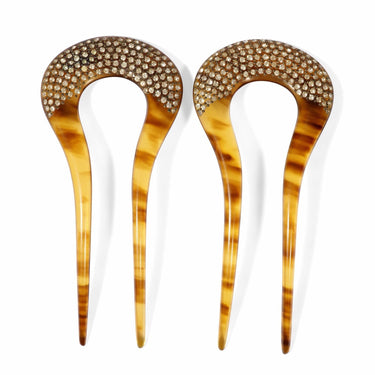 ARCHIVE - Early 1900s Faux Tortoiseshell and Diamanté Loop Hair Comb Set