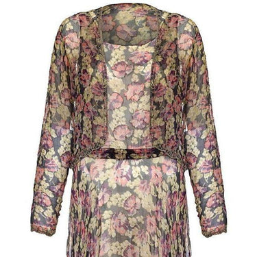 ARCHIVE - Floral Georgette Beaded Flapper Dress and Jacket