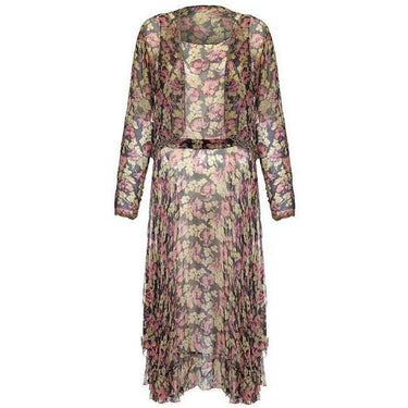 ARCHIVE - Floral Georgette Beaded Flapper Dress and Jacket
