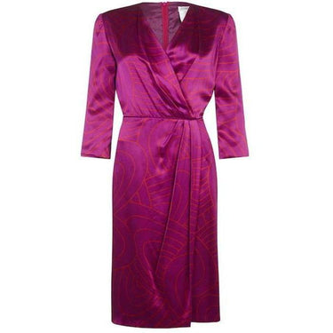 ARCHIVE - Louis Feraud 1990s Wrap Front Hot Pink Silk Dress