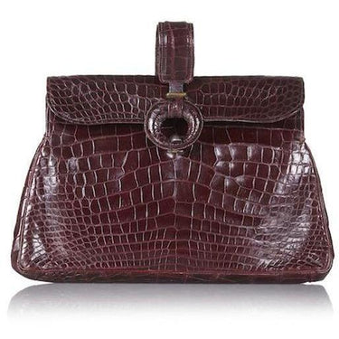 ARCHIVE - Original 1940s Large Burgundy Crocodile Skin Clutch Bag
