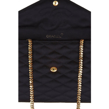 ARCHIVE - Rare 1980s Chanel Black Satin Green Gripoix Stone Bag