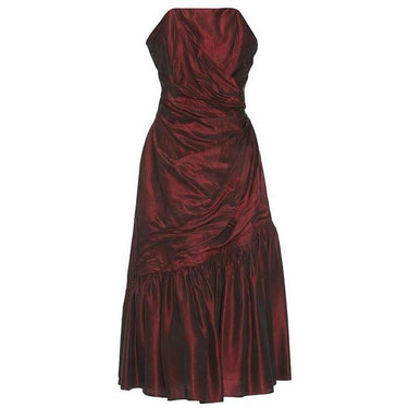 ARCHIVE - Ricci Michaels Maroon Taffeta Strapless Dress