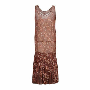 ARCHIVE - Russet Floral Chiffon 1920s Flapper Dress