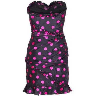 ARCHIVE - Ungaro 1980s Black Silk Taffeta Polka Dot Off-Shoulder Cocktail Dress