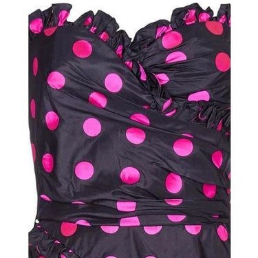 ARCHIVE - Ungaro 1980s Black Silk Taffeta Polka Dot Off-Shoulder Cocktail Dress