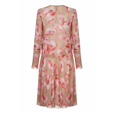 ARCHIVE - Vintage 1920s Silk Chiffon Dress With Pink Floral Print