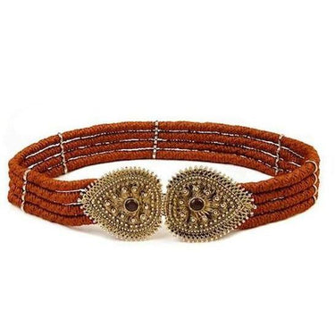 ARCHIVE - Yves Saint Laurent 1980s Rope belt with Bronze Metallic Clasp and Cabochons