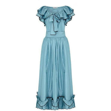 ARCHIVE - Yves Saint Laurent Blue Taffeta 1970s Skirt and Top Set
