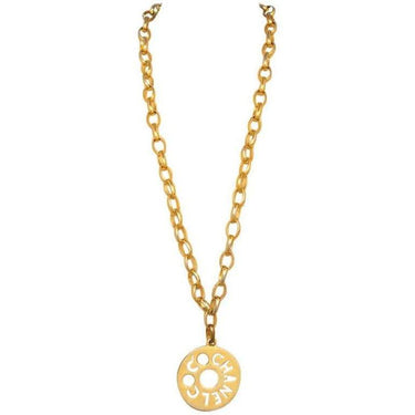 ARCHIVE - Chanel 1980s Gold Tone Chain Coco Medallion Cutout Necklace