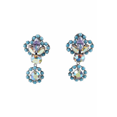 ARCHIVE - Christian Dior 1958 Turquoise Drop Earrings With Iridescent Aurora Borealis