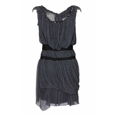 ARCHIVE: Christian Lacroix Couture 1990s Navy Silk Chiffon Polkadot Dress