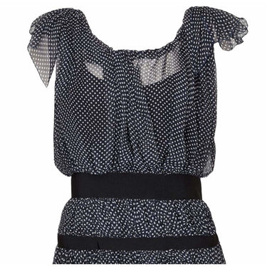 ARCHIVE: Christian Lacroix Couture 1990s Navy Silk Chiffon Polkadot Dress