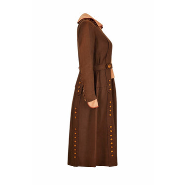 ARCHIVE - Circa 1915 Antique Fine Knit Wool Walking Suit With Tiger's Eye Buttons