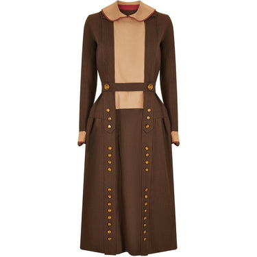 ARCHIVE - Circa 1915 Antique Fine Knit Wool Walking Suit With Tiger's Eye Buttons