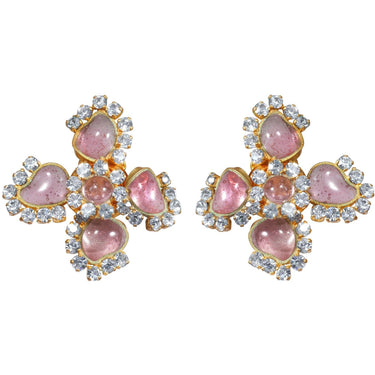 ARCHIVE - 1950s Maison Gripoix for Chanel Pink Four Leaf Clover Earrings