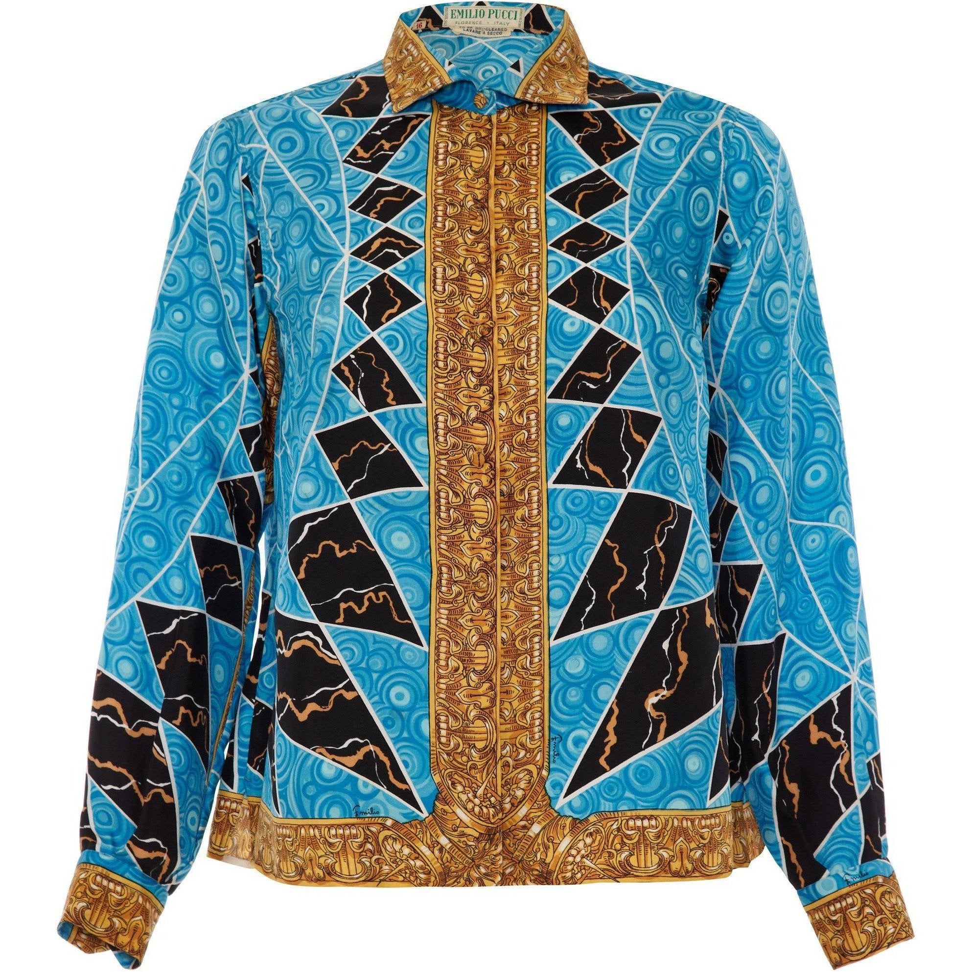 1960 s Emilio Pucci Printed Silk Blouse Very Versace CIRCA VINTAGE