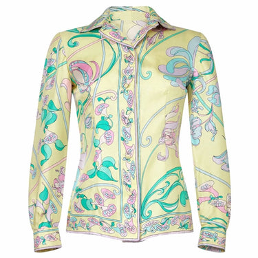 ARCHIVE - Emilio Pucci 1960s Pale Yellow Silk Blouse With Floral Design