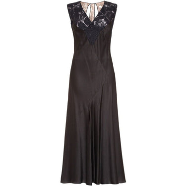 ARCHIVE - Exceptional 1930s Art Deco Rose Print Black Liquid Satin Evening Gown