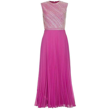 ARCHIVE - Hannalore of London 1960s Pink Silk Chiffon Sequined Pleated Dress