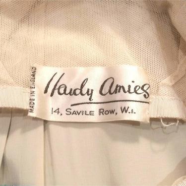 ARCHIVE - Hardy Amies Couture 1950s Silk Satin Aquamarine Occasion Dress