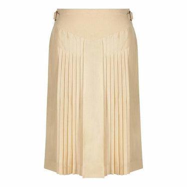ARCHIVE - Hermes Beige Natural Silk and Leather Accordion Pleat Skirt