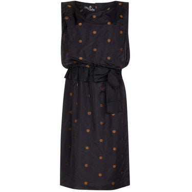 ARCHIVE - Kitty Copeland 1950s Black Taffeta Silk Polkadot Dress