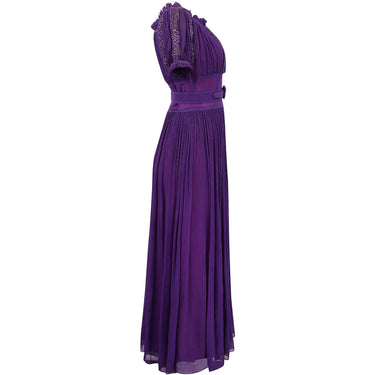 ARCHIVE: Late 1940s or 1950s Baroque Deep Purple Silk Chiffon Evening Dress