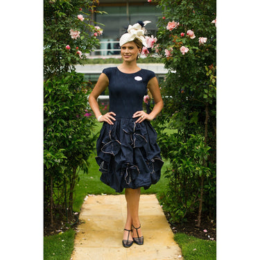 ARCHIVE - 1980s Louis Feraud Navy Silk Taffeta Dress