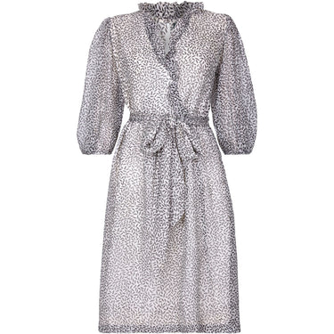 ARCHIVE: Norman Hartnell 1970s Couture Silk Crepe Monochrome Print Dress