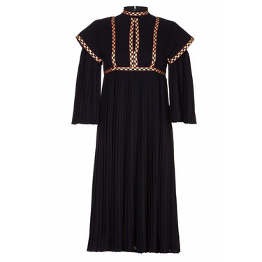 ARCHIVE - Rare Early Bill Gibb 1970s Renaissance Style Black Pleated Dress