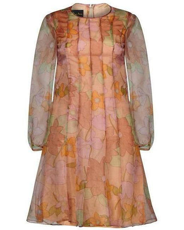 Simon Massey 1960s Organza Floral Print Dress
