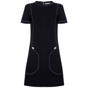 ARCHIVE - Stylish 1960s Jean Patou Black Wool Mod Dress