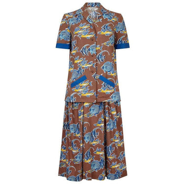 ARCHIVE - Teddy Tinling 1950s Cotton Set With Novelty Marine Fish Print