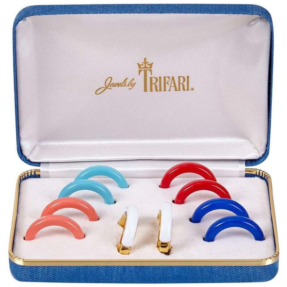 Trifari 1950s Boxed Hoop Earring Set