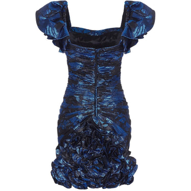 ARCHIVE: Ungaro 1980s Blue & Black Lame Cocktail Dress